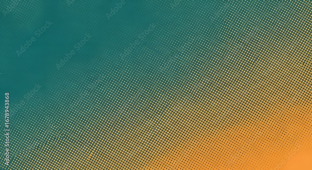 Aufkleber abstract gradient background with halftone dots, transitioning from teal to orange.