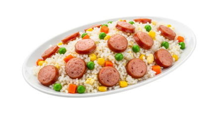 Isolated Fried Rice with Sausage