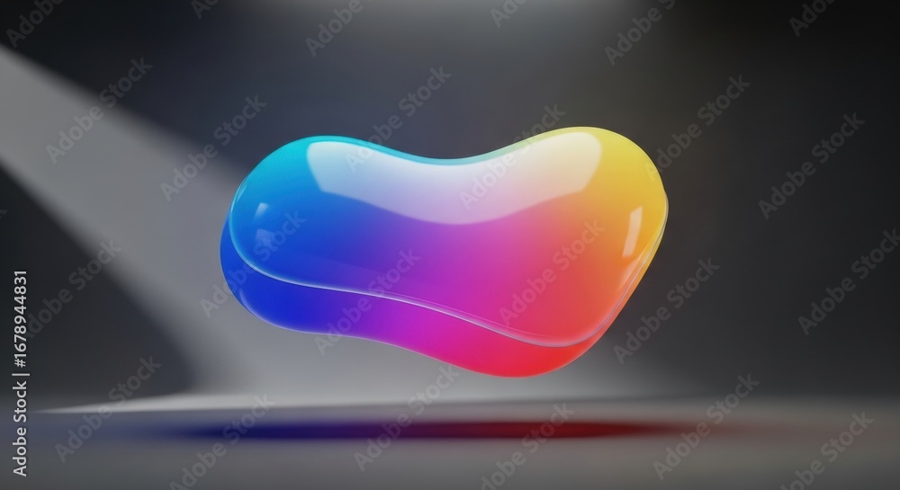 Fototapete abstract colorful blob with gradient effect and smooth surface in a spotlight.