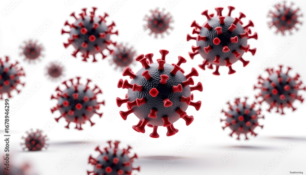 Poster a visual representation of the spread of a virus in a graphic rendering