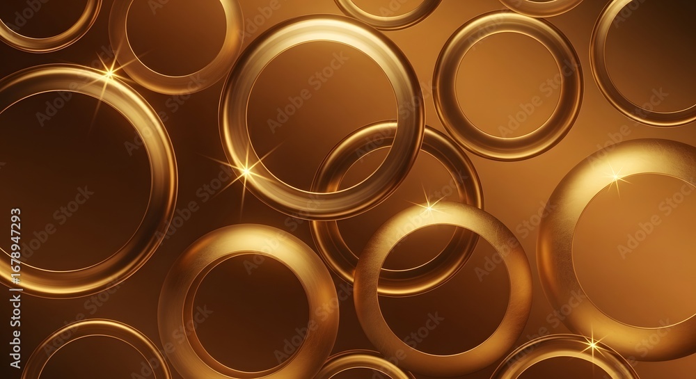 Aufkleber golden rings abstract background with light reflections and depth of field.