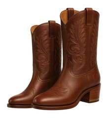 Western-style cowboy boots with embroidered detailing and mid-calf height