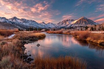 Obraz premium Mammoth Lakes California. Serene Water Landscape with Majestic Mountain Views