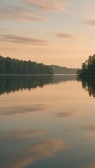 Obraz premium Serene lake at sunset