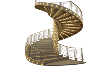 Spiral staircase on white isolated on transparent background
