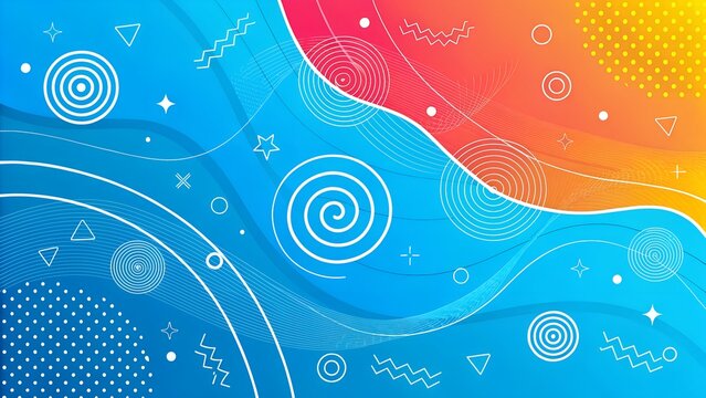 Colorful abstract design featuring swirling patterns and geometric shapes in vibrant blue, red, and yellow hues ai, abstract, design, swirl, geometric, colorful, blue, red, yellow, patterns, shapes, d