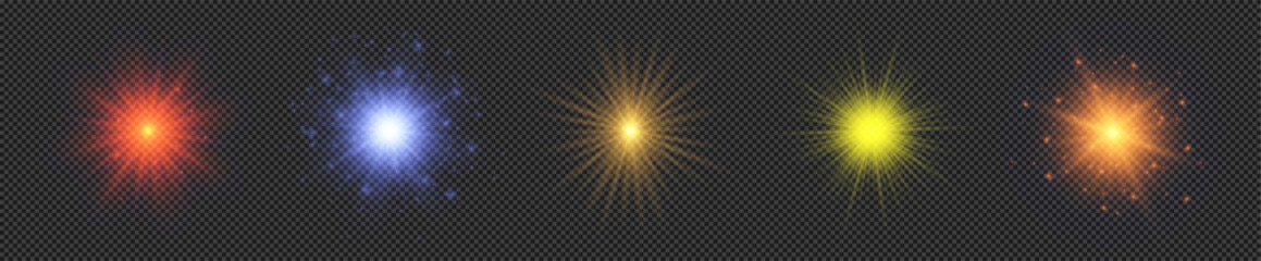 Set of light effects of lens flares