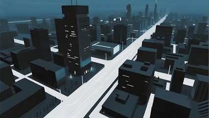 Fototapeta premium Aerial View of a Modern Cityscape at Night