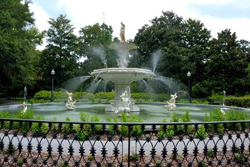 Famous Forsyth park fountain at Savannah, Georgia.