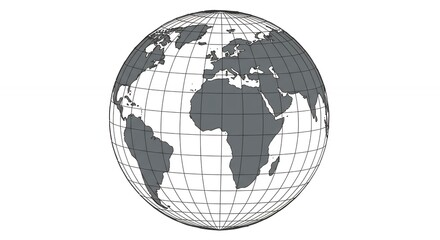 World map globe image grayscale