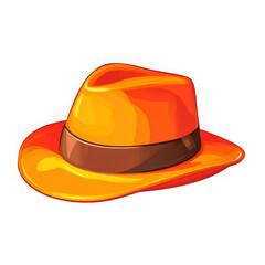 Fototapeta premium Bright orange fedora hat isolated on transparent background