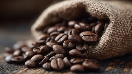 Bean sack spilling rich roast notes for an artisanal coffee blend
