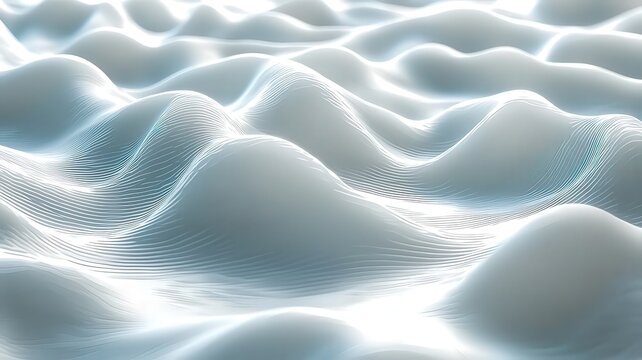 Abstract serene waves in sft white tones, creating atranquil and ethereal atmophere, perfect for wellnes and relaxation themes.
