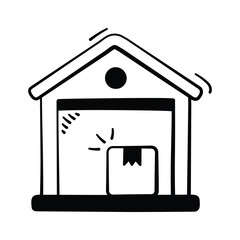 Well designed doodle icon of warehouse, ready for premium use
