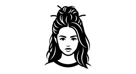 Woman with a High Bun Hairstyle.
