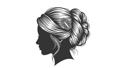 Silhouette of a woman with an elegant updo hairstyle a classic and stylish portrait.