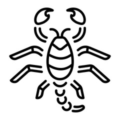 An outline style icon depicting scorpion