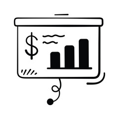 Financial presentation board icon for reports, charts, analysis, growth.