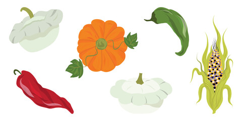 Vegetables clipart, Seasonal vegetable set, Farm produce mix