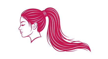 Elegant Woman with Long Red Ponytail Hairstyle Profile.