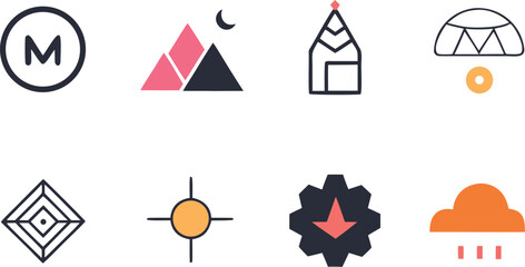 Clean vector minimalist logo elements bundle scalable icon pack for general use vector