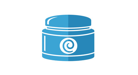 Blue cosmetic jar with white swirl design for skincare products.