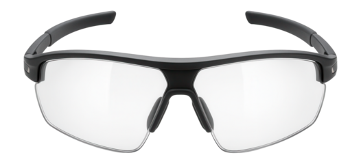Transparent cycling glasses with anti-fog coating and adjustable temples