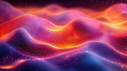 Fototapeta premium Vibrant abstract waves of olor and light, creating amesmerizing landscape of eergy and motion, perfect fr digital art and creativeprojects.