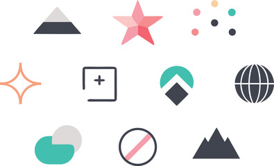 Minimalist geometric vector shapes logo elements bundle scalable icons for design projects vector