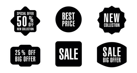 Set of new stickers, sale tags and labels. Shopping stickers and badges for merchandise and promotion, special offer, new collection, discount etc. Red stickers for web banners