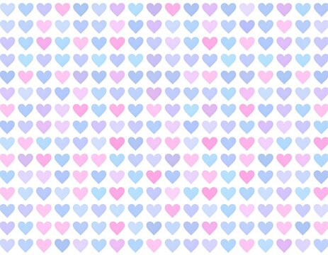 Fototapeta Pastel hearts repeating pattern on white background