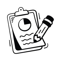 Get this amazing doodle icon of business report in trendy style