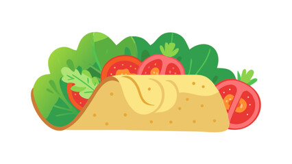 Delicious taco illustration with fresh lettuce and tomatoes for mexican food lovers design art