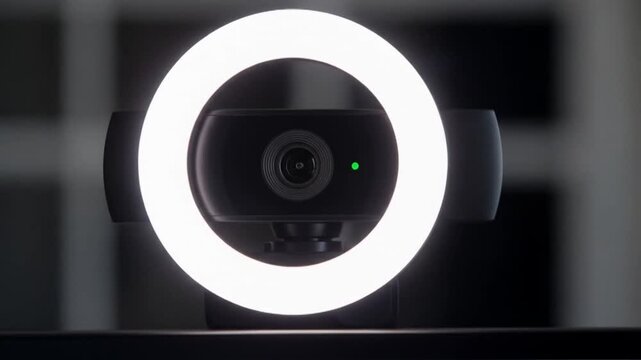 Webcam with Ring Light Setup for Online Streaming at Home