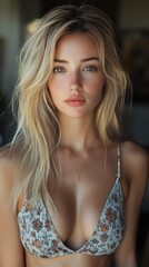Realistic Portrait of a Stunning Blonde Model