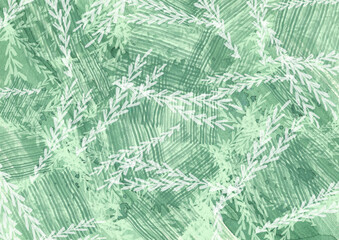 Green branches on an abstract summer background. Ecological texture in watercolor grunge style. Watercolor print, bio organic design, nature care.