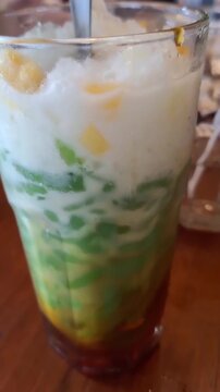 Traditional Indonesian Street Food Drink &ndash; Es Cendol in a Glass