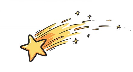 Yellow star meteor doodle graphic design element