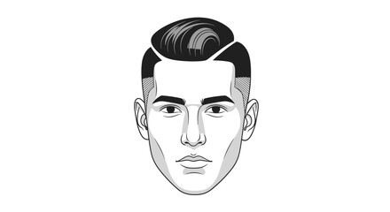 Stylized Male Face with Modern Haircut Illustration.