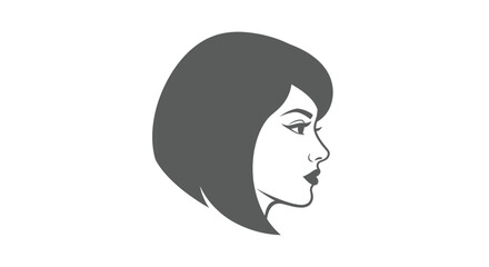 Profile View of a Woman with Short Bob Haircut.