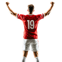 Dynamic Soccer Player Celebrating Success in Exciting Pose