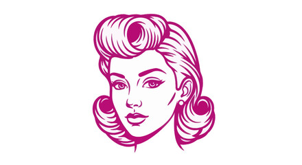 Vintage Hairstyle Illustration of a Woman.