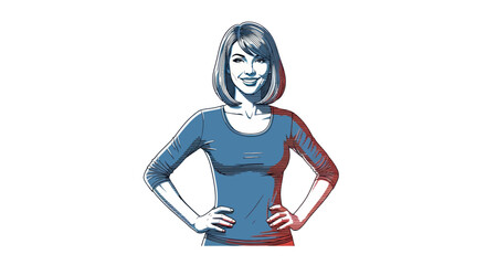 Confident Woman with Hands on Hips Illustration.