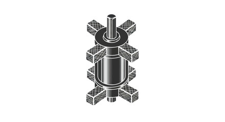 Isometric black and white illustration of an electric motor component.
