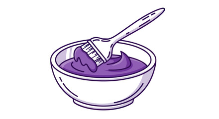 Hair Dye Preparation: Purple Hair Color in Bowl with Brush.