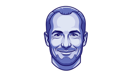Smiling Mans Head Vector Illustration.