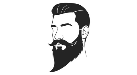 Stylish Man with Full Beard and Moustache Vector Illustration.