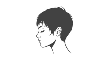 Profile of a Woman with Short Hair and Closed Eyes.