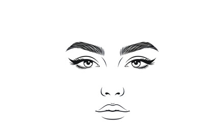 Detailed Line Drawing of a Female Face.