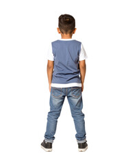 Fototapeta premium back view of a young boy isolated on a transparent background
